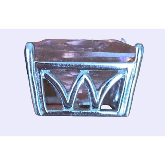 Square CZ Pendant 925 Silver With Sparkling Accents - Picture 8 of 9